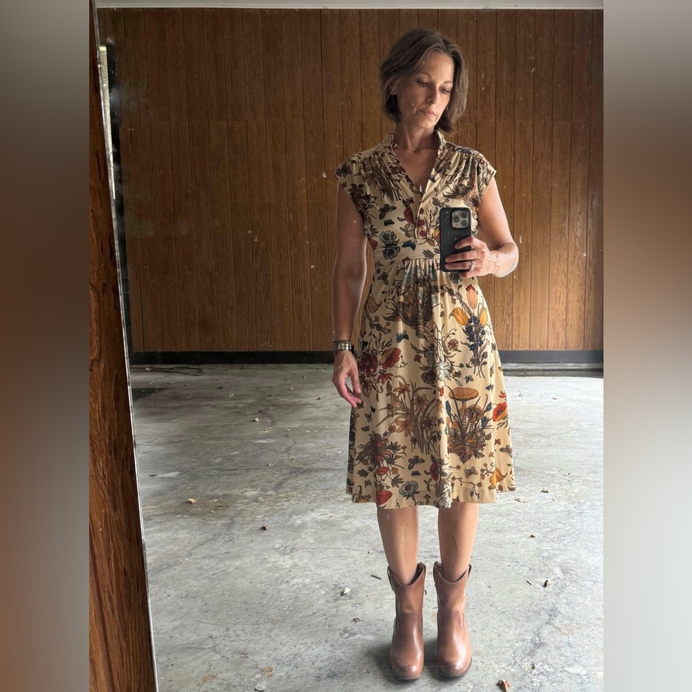 Very unique, soft and comfortable dress from the 60s or 70s.